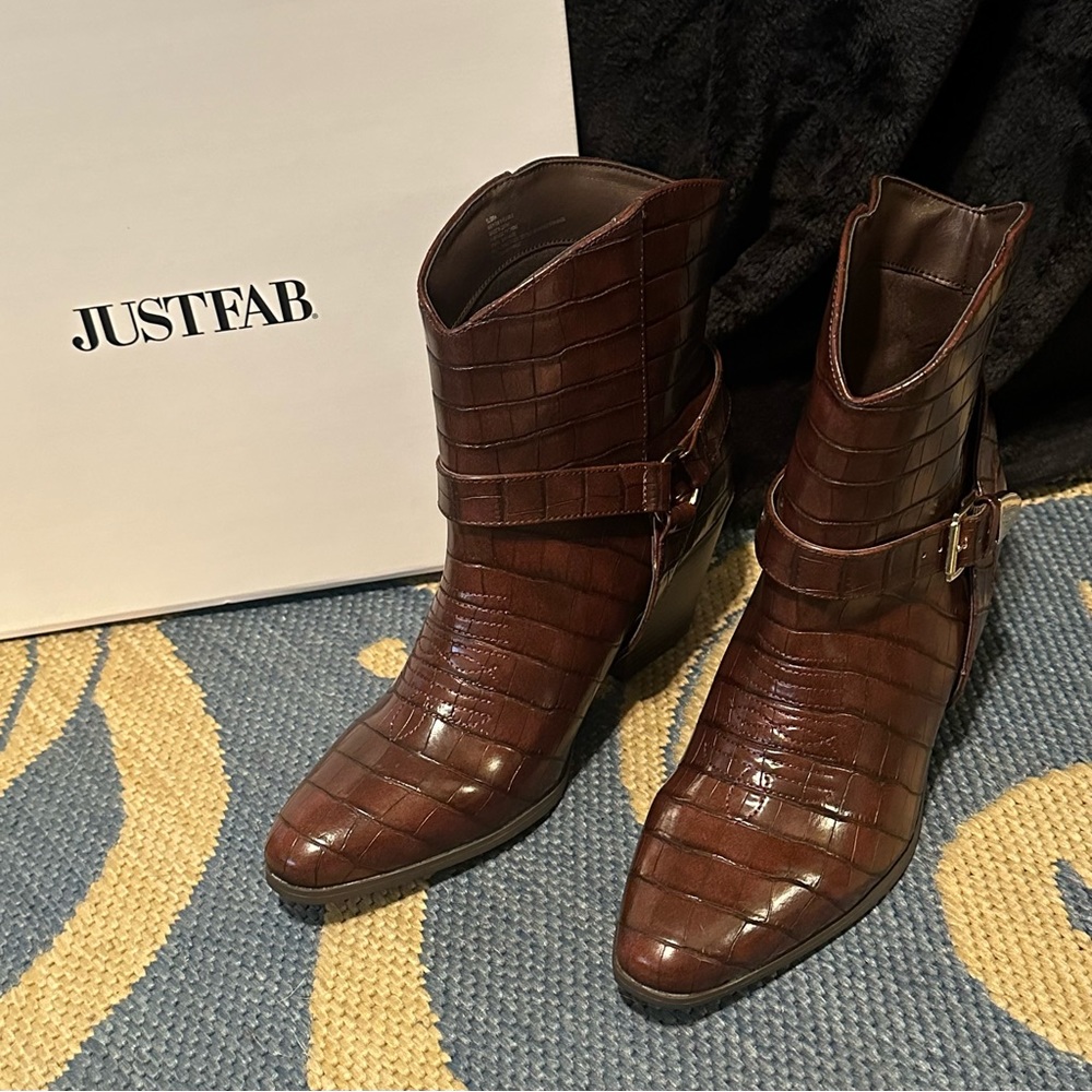 JUSTFAB ELORA BOOTIES, Brown, sz8